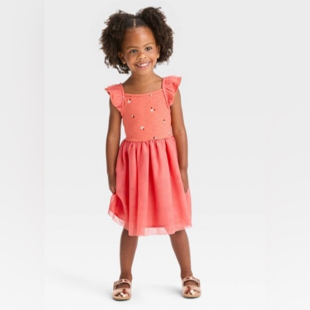 Toddler Girls' Floral Dress - Cat & Jack™™ dark peach